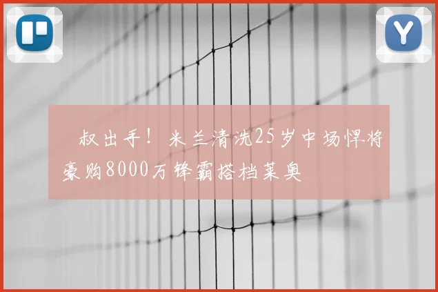 囧叔出手!米兰清洗25岁中场悍将 豪购8000万锋霸搭档莱奥